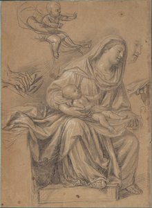 Sitzende Madonna mit dem Christuskind auf ihrem Knie und verwandte Studien