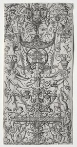 Ornamenttafel mit einem Vogelkäfig von Nicoletto da Modena