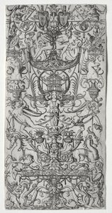 Ornamenttafel mit einem Vogelkäfig, ca. 1500-1512 von Nicoletto da Modena