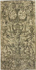 Ornamenttafel mit Vogelkäfig von Nicoletto da Modena