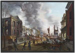 Ansicht der Ruinen nach dem großen Brand in New York, 1835, 1837
