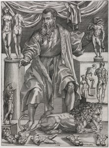 Porträt von Baccio Bandinelli mit Löwe