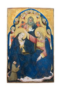 Krönung der Jungfrau mit Spender des Franziskanerordens, Niccolò di Pietro, tätig in Venedig 1394-1427 (Tempera auf Holz)