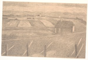 Landschaft bei Ferring, Leuchtturm beleuchtet von Niels Jakob Jakobsen Bjerre