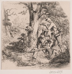 Soldaten in einem Wald. Vorpostengefecht bei Vejle von Niels Simonsen