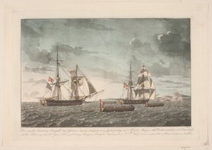 Der englische Kutterbrigg Seagull nach dem Kampf mit der Brigg Lougen, 19. Juni 1808