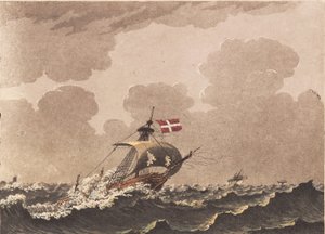 Ein ramponiertes Schiff, das Signale gibt