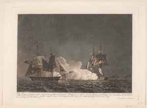 Der Kampf zwischen der Brigg Lougen und einer englischen Brigg, 14. März 1808 von Niels Truslew