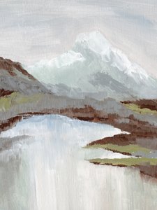 Nebliger Bergsee