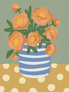 Orange Blumen Stillleben von Nikita Jariwala