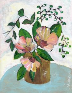 Sanftes Rosa Blumenstillleben von Nikita Jariwala