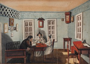 Nikita Muravyov mit seiner Tochter Sofia im Exil in der Provinz Irkutsk, 1837