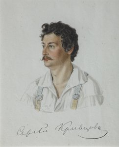 Porträt des Dekabristen Sergey Krivtsov 1802-1864, 1828 von Nikolai Alexandrovich Bestuzhev