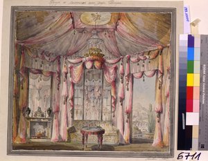Inneneinrichtung für das Boudoir im Haus des Grafen Bezborodko in Moskau, 1790er Jahre