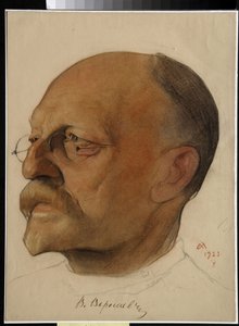 Porträt von Wikenti Wikentjewitsch Smidowitsch, genannt Wikenti Veressaiew (1867-1945), russischer Arzt und Schriftsteller - Zeichnung von Nikolai Andrejewitsch Andrejew (1873-1932) von Nikolai Andreevich Andreev