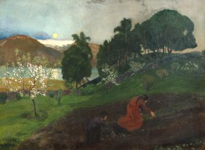 Frühlingsnacht im Garten (Nachtarbeit im Garten) von Nikolai Astrup