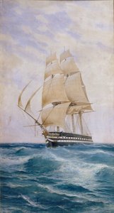 Das Schiff auf der Linie Imperatritsa Mariya, 1890er von Nikolai Dmitryevich Prokofyev
