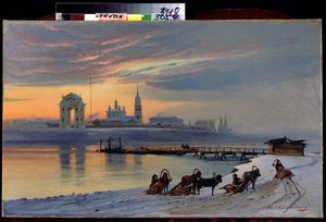 Ansicht des Flusses Angara in Irkutsk in Sibirien. Gemälde von Nikolai Florianowitsch Dobrowolski (1837-1900) 1886