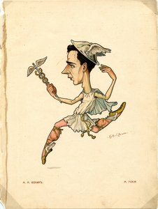 Balletttänzer und Choreograf Michel Fokine aus: Russisches Ballett in Karikaturen, 1902-1905 von Nikolai Gustavovich Legat