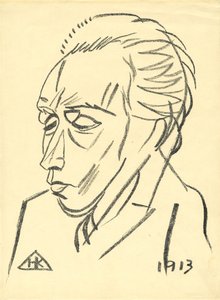 Porträt des Dichters Velimir Khlebnikov 1885-1922, 1913 von Nikolai Ivanovich Kulbin