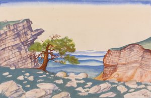 Bühnenbild für das Ballett Das Frühlingsopfer Le Sacre du Printemps von I. Strawinsky von Nikolai Konstantinowitsch Roerich