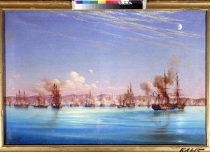 Bombardierung von Sewastopol durch das britisch-französische Geschwader 1854 von Nikolai Pavlovich Krasovsky
