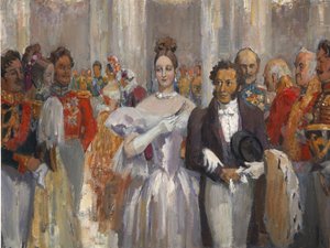 Alexander Puschkin mit seiner Frau auf dem Ball von Nikolai Pavlovich Ulyanov