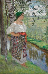 Bäuerin an einem Bach von Nikolai Petrovich Bogdanov Belsky