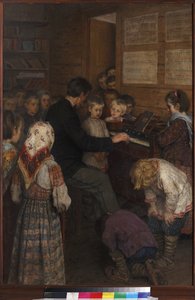 Gesangsunterricht in der Dorfschule von Nikolai Petrovich Bogdanov Belsky