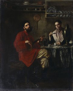 Heimelige Szene aus dem Bauernleben von Nikolai Vasilyevich Nevrev