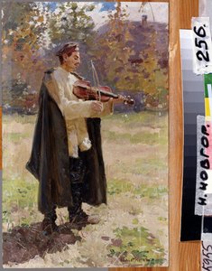 Heimatslied. Soldat spielt Geige von Nikolaj Alekseevich Kasatkin