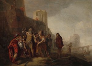 Die Legaten Alexanders des Großen investieren den Gärtner Abdalonymus mit den Insignien der Königswürde von Sidon, um 1645-50 von Nikolaus Knüpfer