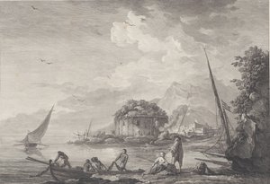 Ansicht der Überreste des Tempels der Venus auf der Insel Nisida in der Nähe von Pouzzol, 1761 von Noël Le Mire