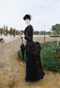 Eine elegante Dame im Bois de Boulogne, 1880 von Norbert Goeneutte