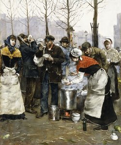 Suppe für die Massen an einem Wintertag, Paris, 1881 von Norbert Goeneutte