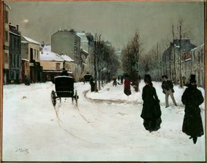 Der Boulevard de Clichy im Schnee von Norbert Goeneutte