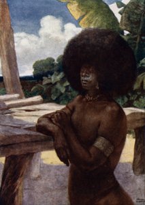 Einheimischer von Britisch-Neuguinea, zeigt die Art des Haartragens