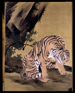 Tiger in einer Landschaft von Obun Kunii