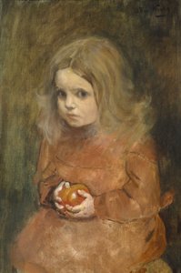 Kleines Mädchen mit Apfel