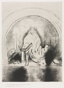 Und ich sah in der rechten Hand dessen, der auf dem Thron saß, ein Buch, beschrieben innen und auf der Rückseite, versiegelt mit sieben Siegeln von Odilon Redon