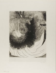 Und es fiel ein großer Stern vom Himmel, brennend wie eine Lampe, Platte 5 von 12 von Odilon Redon