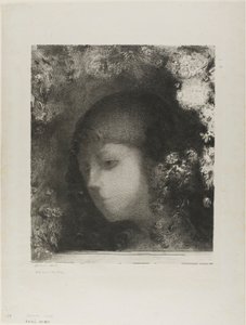 Kinderkopf mit Blumen von Odilon Redon