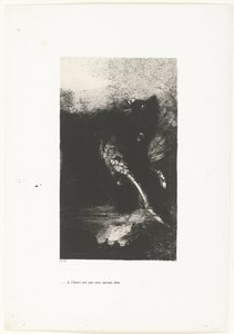 Die Chimäre mit grünen Augen, schreiend, sich drehend von Odilon Redon