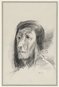 Kopf mit schwarzen Haaren und weit aufgerissenen Augen