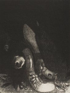 Blumen fallen und der Kopf einer Python erscheint, Platte 5 von 24 von Odilon Redon