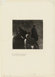 Ehre und Lob sei dir, Satan, in den Höhen des Himmels, wo du regiert hast, und in den Tiefen der Hölle, wo du besiegt in Stille träumst!, Platte 8 von 9 von Odilon Redon