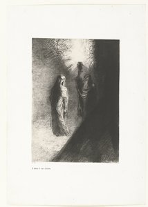 Er hält die bronzene Vase hoch von Odilon Redon