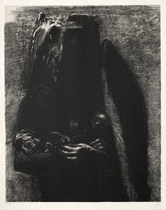 Es ist der Teufel, der unter seinen beiden Flügeln die sieben Todsünden trägt von Odilon Redon