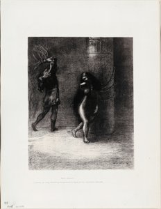 Heiliger Antonius: „Unter ihrem langen Haar, das ihr Gesicht bedeckte, dachte ich, Ammonaria zu erkennen“, Platte 1 von 6 von Odilon Redon