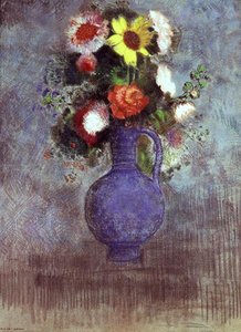 Stillleben von Blumen in einer blauen Vase von Odilon Redon